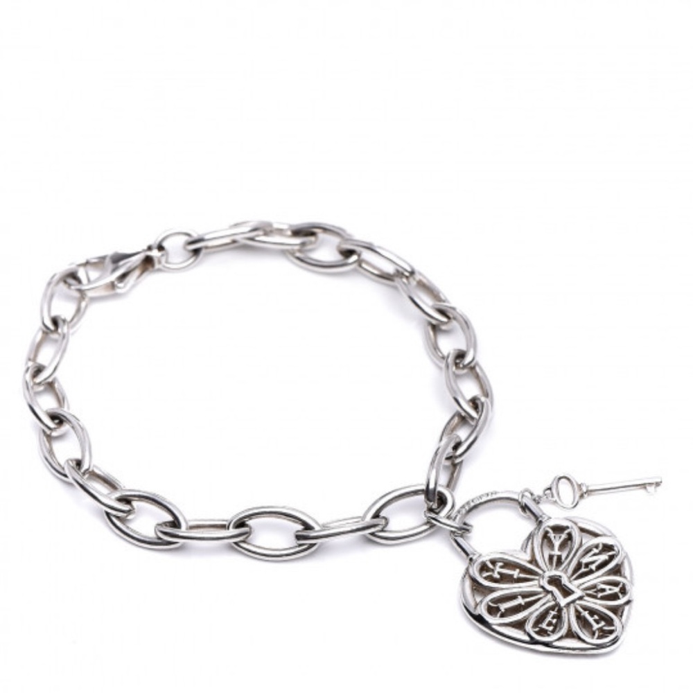 Tiffany Large Filigree 925 ❤️ Key Bracelet 7.5